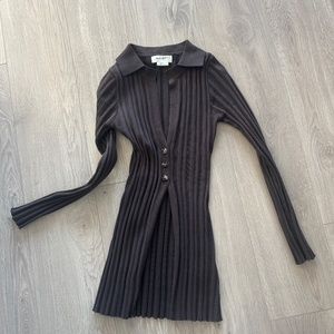 the line by k daisy ribbed cardigan sweater - small - brown